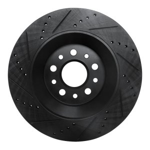 Maserati Ghibli Brake Rotor (1) - Rear Right - R1 Concepts - Drilled & Slotted - Black - `17-`24